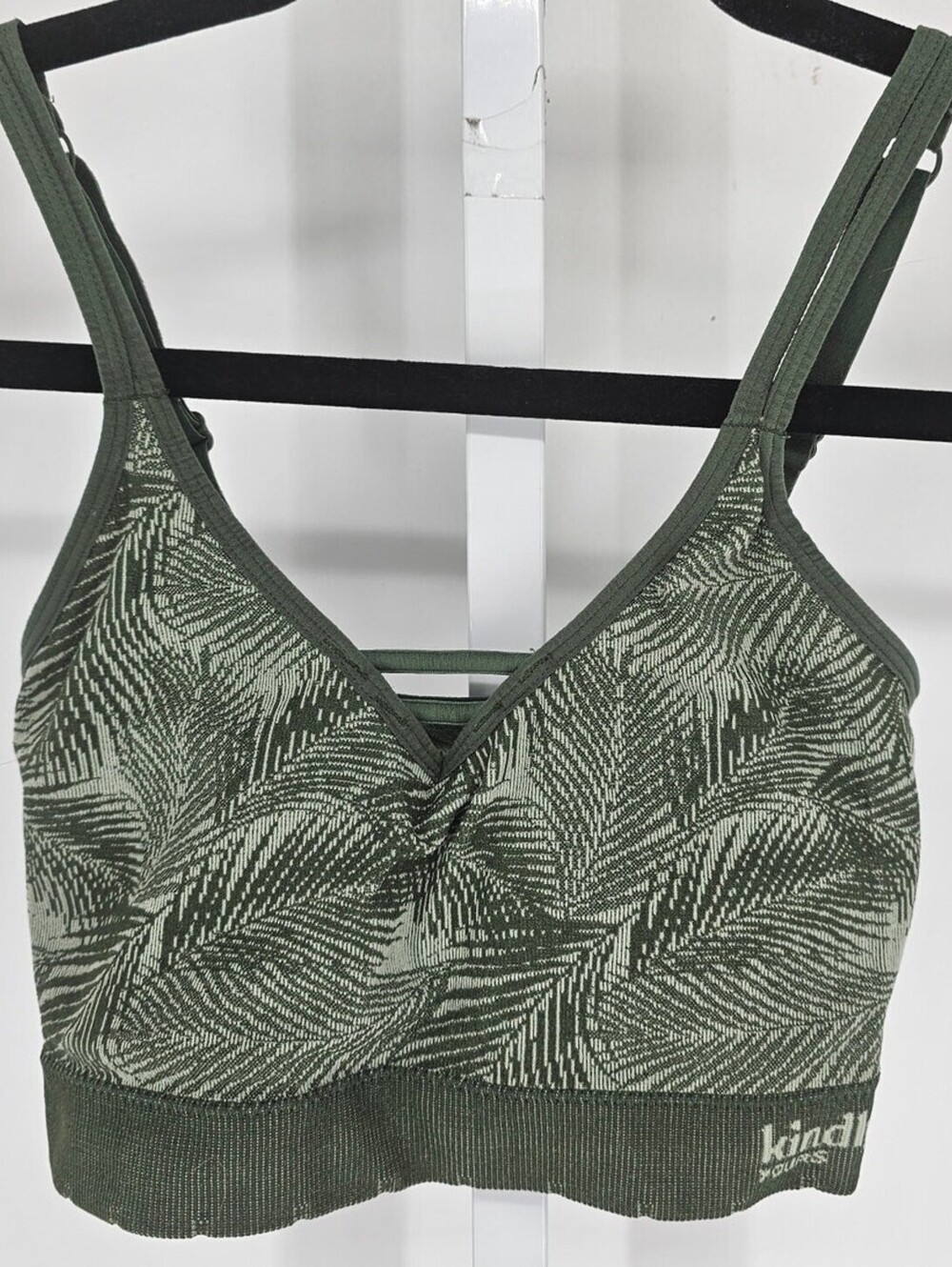 Kindly Yours Womens Sz M Seamless Lightly Padded rBa Green Palm Leaf Print